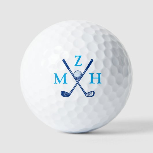 3 Blue Initials or Short Three Letters Name Golfballen (Voorkant)