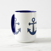 3 Blue Nautical Boat Anchors Sailing Theme Mok (Voorkant links)