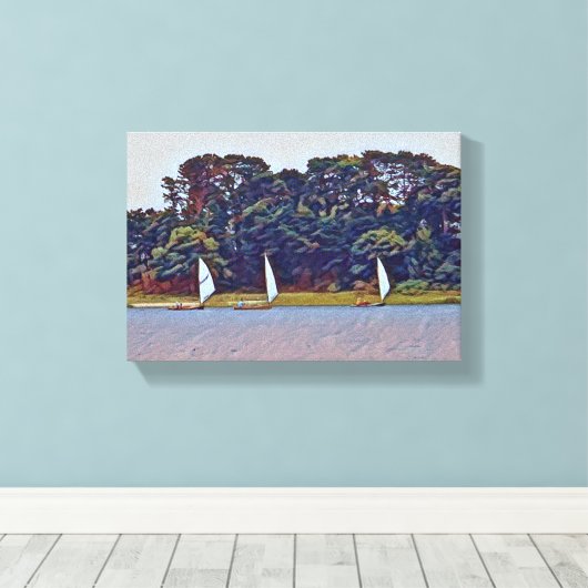 3 Boat Cotuit Skiff Race Canvas Afdruk (Insitu (Houten vloer))