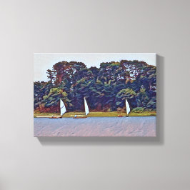 3 Boat Cotuit Skiff Race Canvas Afdruk