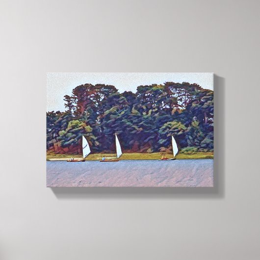 3 Boat Cotuit Skiff Race Canvas Afdruk (Voorkant)