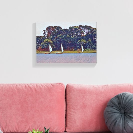 3 Boat Cotuit Skiff Race Canvas Afdruk (Insitu (Woonkamer))