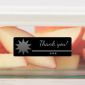 3 bolvormige zilveren tekst zwarte bedanklabels labels (Aangebracht)