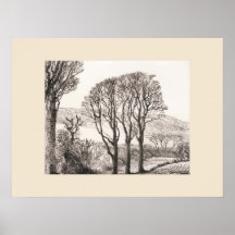 3 Bomen Cornwall Print, Eleanor M Hughes Re-Strike