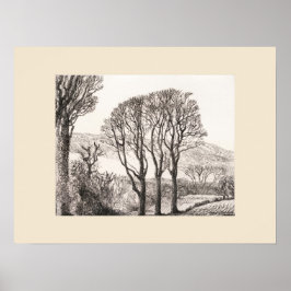 3 Bomen Cornwall Print, Eleanor M Hughes Re-Strike Poster