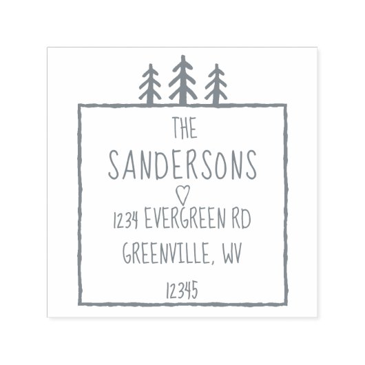 3 Bomen Rustieke Bos Kalm Bos Retouradres Zelfinktende Stempel (Design)