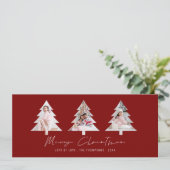 3 Boom Vorm Foto's Bourgondië Vrolijk Kerstfeest Feestdagenkaart (Staand voorkant)