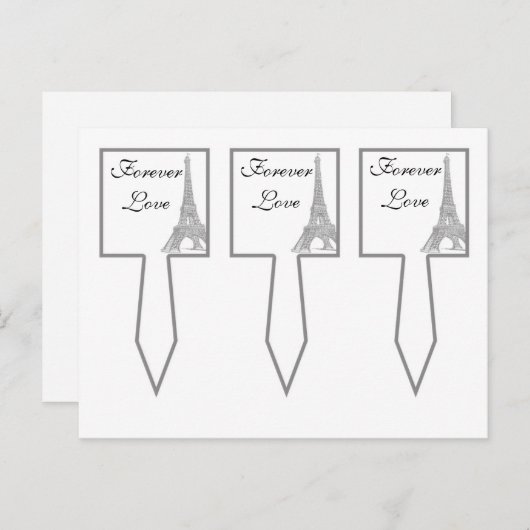 3 Bruiloft in Parijs Cup Cake Picks Briefkaart (Voorkant / Achterkant)
