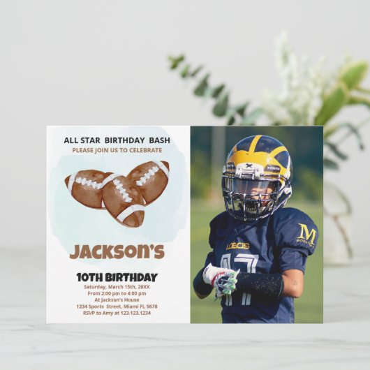 3 Bruin Football op zondag Uitnodigingen met foto (Staand voorkant)