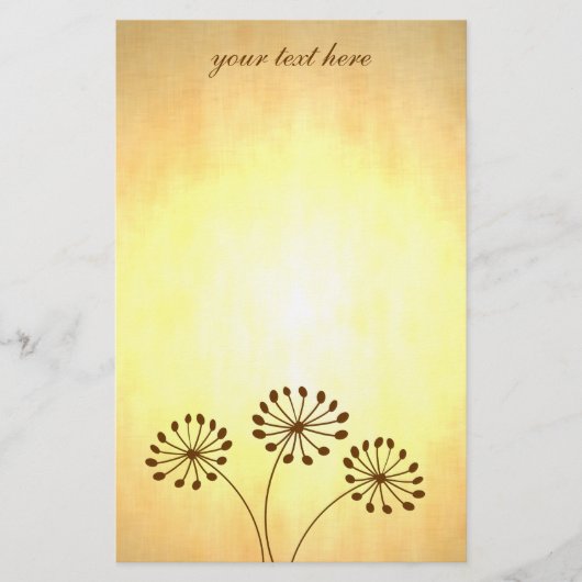 3 bruine bloemen briefpapier (Voorkant)
