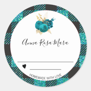 ** 3" Buffalo Gingham Canning Homemade Rozen AP30 Ronde Sticker