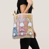 3 Bunny Trio, gepersonaliseerde naam Tote Bag (Dichtbij)