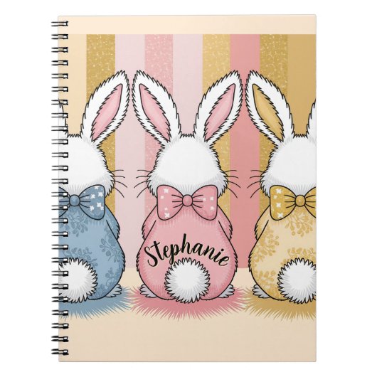3 Bunny Trio, Persoonlijke Naam Notitieboek (Voorkant)
