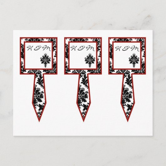 3 Cacke Picke Black Red Damask Lace Print Briefkaart (Voorkant)