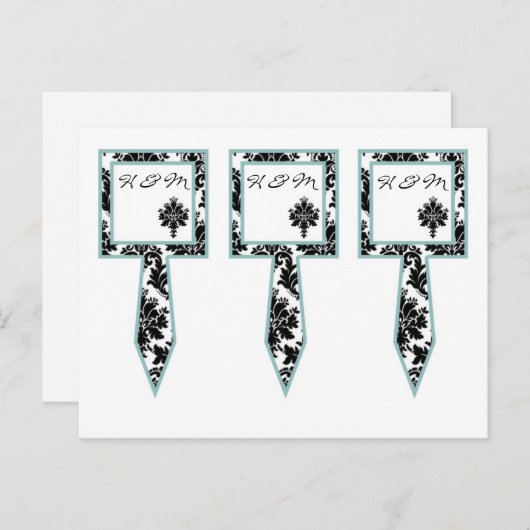 3 Cacke Picks Black Damask Lace Print Briefkaart (Voorkant / Achterkant)