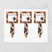 3 Cacke Picks Black Oranje Damask Lace Print Briefkaart (Voorkant)