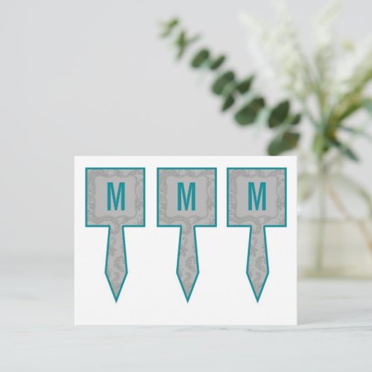 3 Caketenklakken Moderne grijze Damaslaag afdrukke Briefkaart (Staand voorkant)