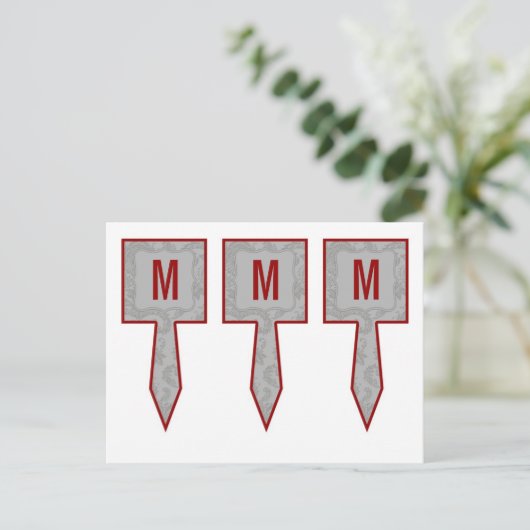 3 Caketenklakken Moderne grijze Damaslaag afdrukke Briefkaart (Staand voorkant)