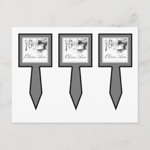 3 Caketesjes Sweet 16 Silver White Party Uitnodiging Briefkaart