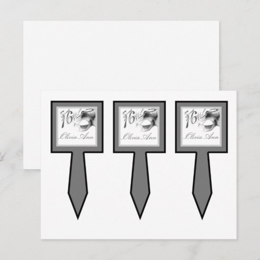 3 Caketesjes Sweet 16 Silver White Party Uitnodiging Briefkaart (Voorkant / Achterkant)