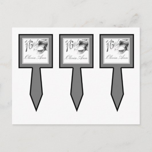 3 Caketesjes Sweet 16 Silver White Party Uitnodiging Briefkaart (Voorkant)