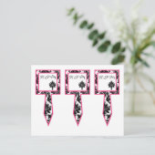 3 Caketjes zwarte hotroze Damaslaag afdrukken Briefkaart (Staand voorkant)