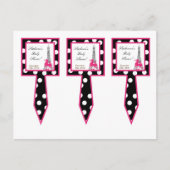 3 Cakettoren roze poodle Paris Eiffeltoren Uitnodiging Briefkaart (Voorkant)