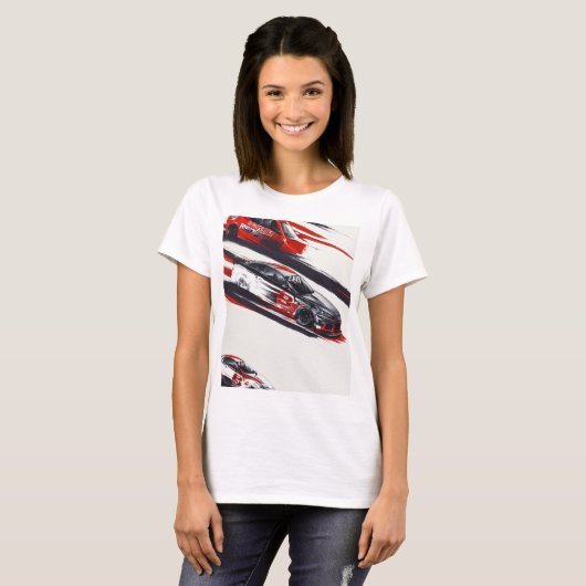 **"3 Car Drag Race Design T-Shirt – Snel en Furio (Voorkant volledig)