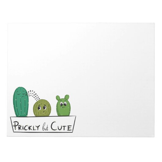 3 Cartoon Cactus Baby's in Pot Notitieblok (Voorkant)