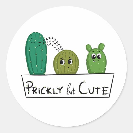 3 Cartoon Cactus Infants in Planter Ronde Sticker (Voorkant)