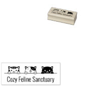 3 Cartoon Katten die boven aangepaste tekst gluren Rubberstempel (Gestempeld)