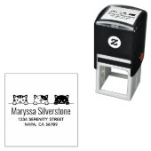 3 Cartoon Katten Peeking boven Return Address Zelfinktende Stempel (In situ)