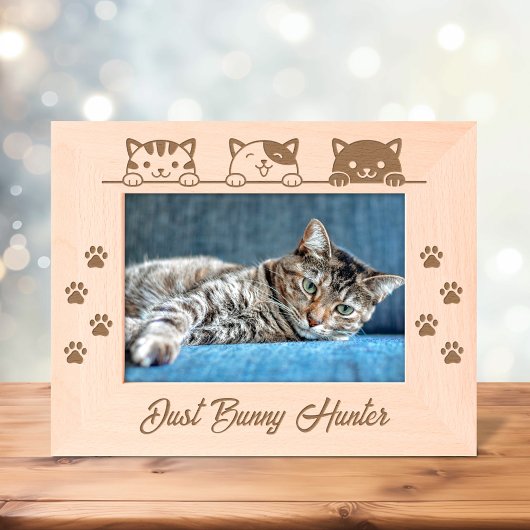 3 Cartoon Katten Poot Prints 7x5 Gegraveerde Lijstjes