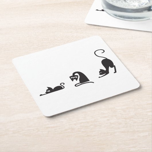 3 cats kartonnen onderzetters (Schuin)