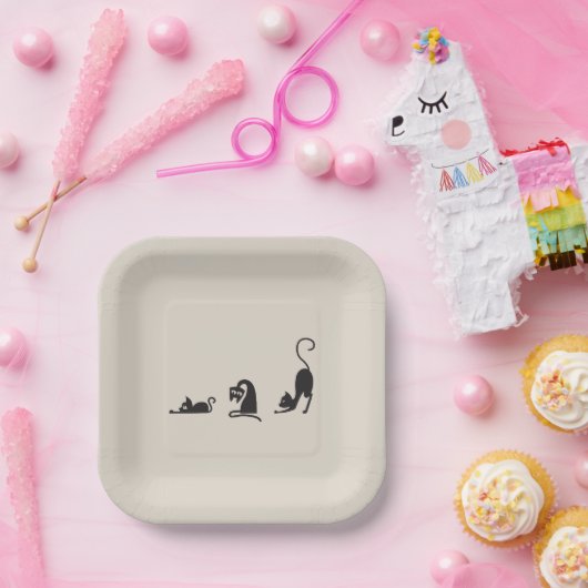 3 cats papieren bordje (Feest)