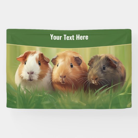 3 cavia's op gras spandoek (Horizontaal)