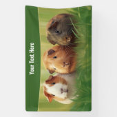 3 cavia's op gras spandoek (Verticaal)
