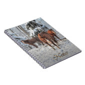 3 Chestnut Dun Ranch Horses in een winterbos Notitieboek (Rechterzijde)
