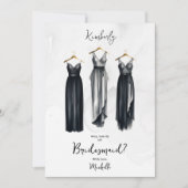 3 Chic Black Bridesmaid Dresses Watercolor Request (Voorkant)