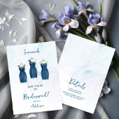 3 Chic Blue Bridesmaid Dresses Watercolor Proposal