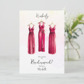 3 Chic Fuchsia Bridesmaid Dresses Watercolor Ask (Staand voorkant)
