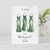 3 Chic Green Bridesmaid Dresses Watercolor Request (Staand voorkant)