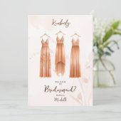 3 Chic Peach Bridesmaid Dresses Watercolor Ask (Staand voorkant)