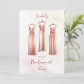 3 Chic Pink Bridesmaid Dresses Watercolor Request (Staand voorkant)