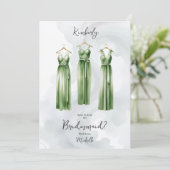 3 Chic Sage Bridesmaid Dresses Watercolor Request (Staand voorkant)