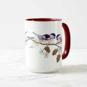 3 CHICKADEES EN CONES VAN SHARON SHARPE MOK (Voorkant rechts)