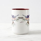 3 CHICKADEES EN CONES VAN SHARON SHARPE TWEEKLEURIGE KOFFIEMOK (Center)