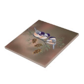 3 CHICKADEES EN PIJNCONS VAN SHARON SHARPE TEGELTJE (Zijkant)