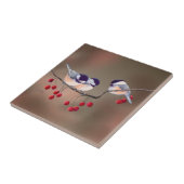 3 CHICKADEES EN RED BERRIES VAN SHARON SHARPE TEGELTJE (Zijkant)