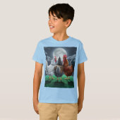 3 Chickens chilling out watching the moon  T-shirt (Voorkant volledig)